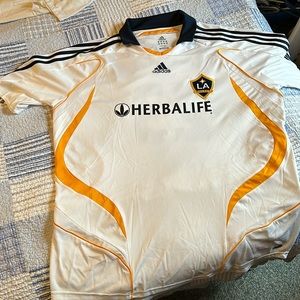 David Beckham LA Galaxy XXL Jersey Men’s Adidas MLS Herbalife White Navy